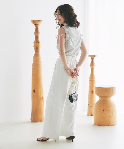 La boutique BonBon(ラブティックボンボン)の「【涼しくて美シルエット】ドライタッチワイドパンツ(その他パンツ・レディース・ピンク/ネイビー/ホワイト・38/36)」の10枚目の写真