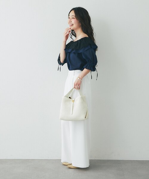 La boutique BonBon(ラブティックボンボン)の「【涼しくて美シルエット】ドライタッチワイドパンツ(その他パンツ・レディース・ピンク/ネイビー/ホワイト・38/36)」の15枚目の写真