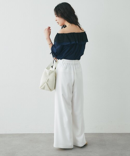 La boutique BonBon(ラブティックボンボン)の「【涼しくて美シルエット】ドライタッチワイドパンツ(その他パンツ・レディース・ピンク/ネイビー/ホワイト・38/36)」の16枚目の写真