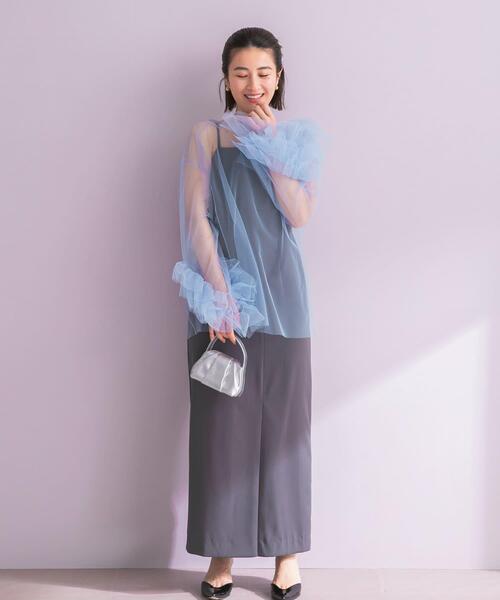 URBAN RESEARCH ROSSO WOMEN(アーバンリサーチ ロッソ)の「ANDRESD BLOOMING TULLE DRESS(ワンピース・レディース・ブラック/ライトブルー・36/38)」の4枚目の写真