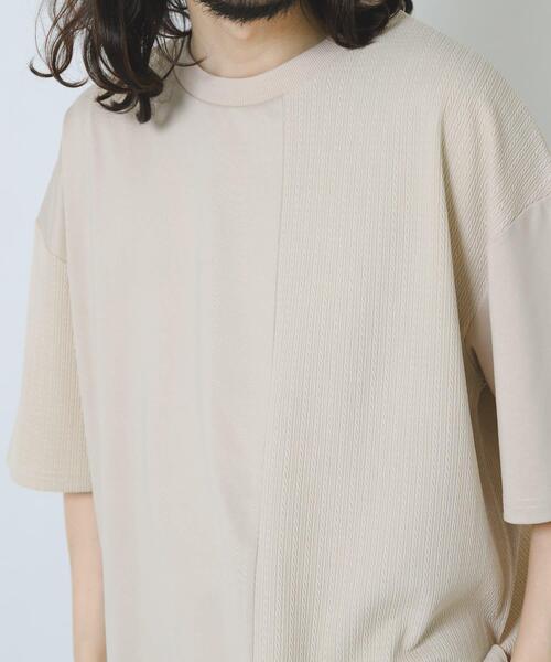 ITEMS URBANRESEARCH(アイテムズ アーバンリサーチ)の「ジャカード×ポンチ切替半袖TOPS(Tシャツ/カットソー・メンズ・ネイビー/ライトブラウン/オフホワイト/ミント・MEDIUM/LARGE)」の5枚目の写真