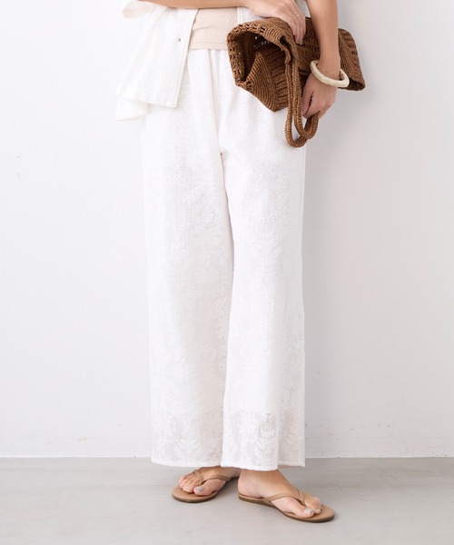 MICA&DEAL(マイカ&ディール)の「インドレースワイドパンツ〈2サイズ展開〉〈セットアップ対応〉(その他パンツ・レディース・ブラック/ホワイト・36/38)」の1枚目の写真