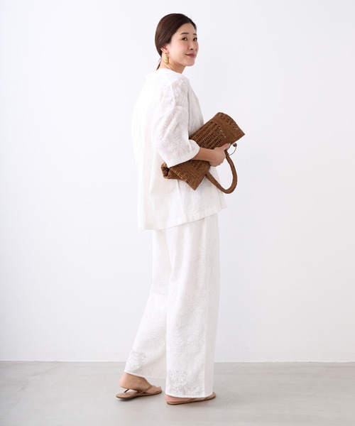 MICA&DEAL(マイカ&ディール)の「インドレースワイドパンツ〈2サイズ展開〉〈セットアップ対応〉(その他パンツ・レディース・ブラック/ホワイト・36/38)」の3枚目の写真