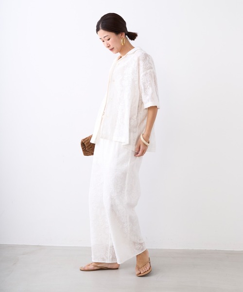 MICA&DEAL(マイカ&ディール)の「インドレースワイドパンツ〈2サイズ展開〉〈セットアップ対応〉(その他パンツ・レディース・ブラック/ホワイト・36/38)」の4枚目の写真