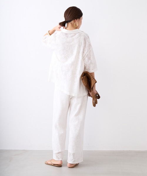 MICA&DEAL(マイカ&ディール)の「インドレースワイドパンツ〈2サイズ展開〉〈セットアップ対応〉(その他パンツ・レディース・ブラック/ホワイト・36/38)」の5枚目の写真