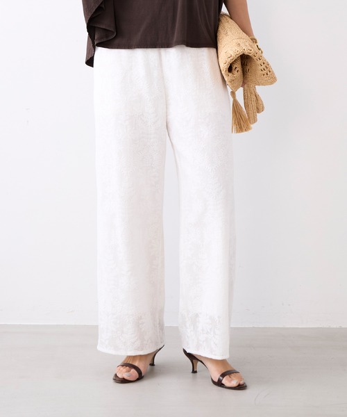MICA&DEAL(マイカ&ディール)の「インドレースワイドパンツ〈2サイズ展開〉〈セットアップ対応〉(その他パンツ・レディース・ブラック/ホワイト・36/38)」の6枚目の写真