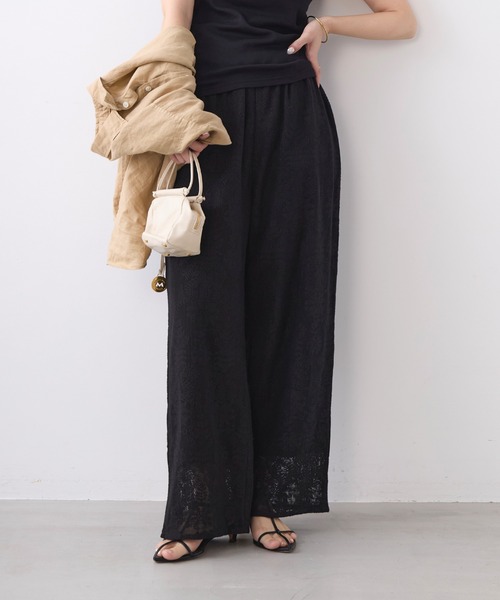 MICA&DEAL(マイカ&ディール)の「インドレースワイドパンツ〈2サイズ展開〉〈セットアップ対応〉(その他パンツ・レディース・ブラック/ホワイト・36/38)」の15枚目の写真