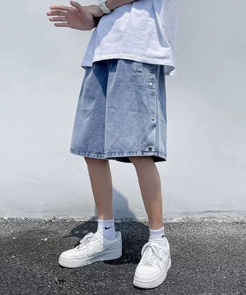 link lot(リンクロット)の「サイドボタンデニムショーツ(その他パンツ・メンズ・ダークグレー/ライトブルー・L/M)」の8枚目の写真