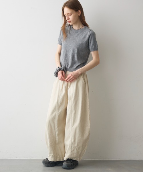 Crisp(クリスプ)の「short sleeve flower knit / ショートスリーブフラワーニット(ニット/セーター・レディース・グレー/ホワイト・FREE)」の16枚目の写真