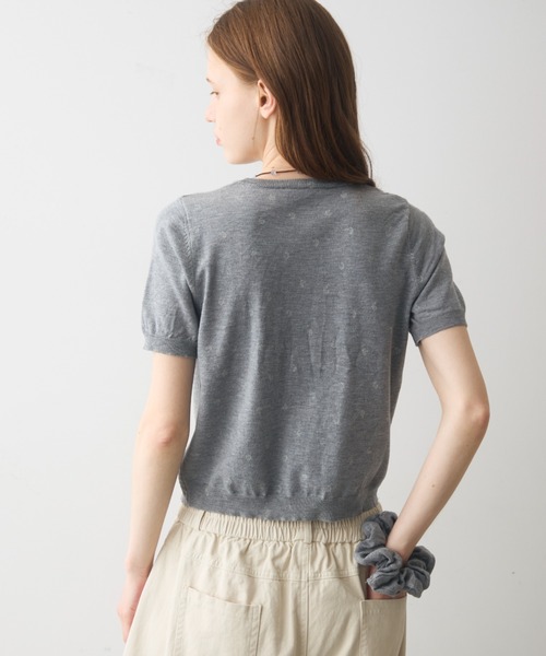Crisp(クリスプ)の「short sleeve flower knit / ショートスリーブフラワーニット(ニット/セーター・レディース・グレー/ホワイト・FREE)」の12枚目の写真