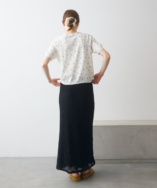 Crisp(クリスプ)の「short sleeve flower knit / ショートスリーブフラワーニット(ニット/セーター・レディース・グレー/ホワイト・FREE)」の7枚目の写真