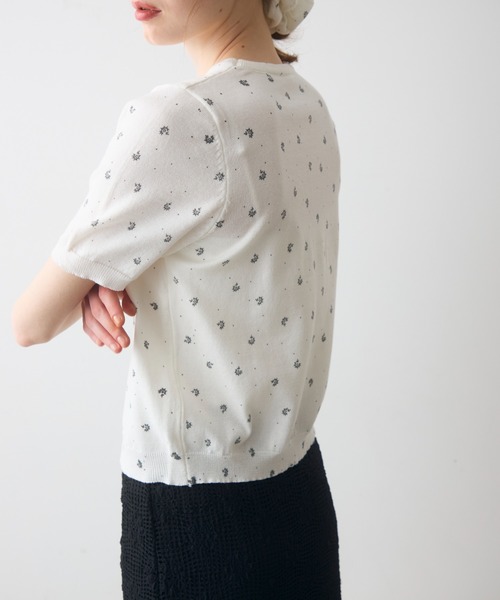 Crisp(クリスプ)の「short sleeve flower knit / ショートスリーブフラワーニット(ニット/セーター・レディース・グレー/ホワイト・FREE)」の21枚目の写真