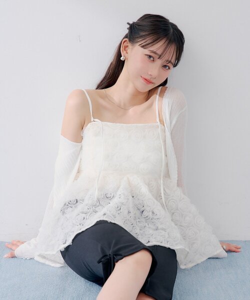 Chico(チコ)の「1万枚突破!【SALON by Chico】ローズチュールペプラムブラウス(シャツ/ブラウス・レディース・ブラック/アイボリー/ホワイト系その他2/ピンク・FREE)」の11枚目の写真