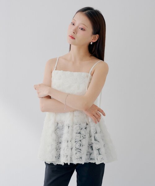 Chico(チコ)の「1万枚突破!【SALON by Chico】ローズチュールペプラムブラウス(シャツ/ブラウス・レディース・ブラック/アイボリー/ホワイト系その他2/ピンク・FREE)」の9枚目の写真