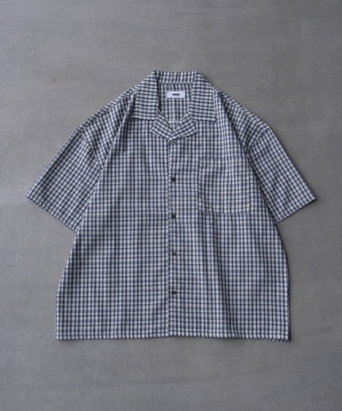 SINSS(シンス)の「Check seersucker shirt / チェックシアサッカーシャツ(シャツ/ブラウス・メンズ・ブラック×ホワイト/ホワイト×ブルー・X-SMALL/SMALL/MEDIUM/LARGE)」の2枚目の写真
