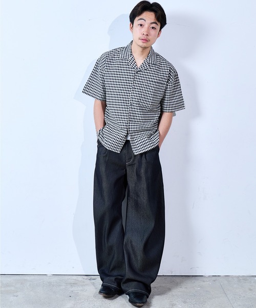 SINSS(シンス)の「Check seersucker shirt / チェックシアサッカーシャツ(シャツ/ブラウス・メンズ・ブラック×ホワイト/ホワイト×ブルー・X-SMALL/SMALL/MEDIUM/LARGE)」の3枚目の写真