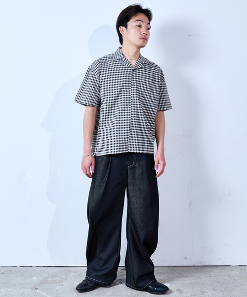 SINSS(シンス)の「Check seersucker shirt / チェックシアサッカーシャツ(シャツ/ブラウス・メンズ・ブラック×ホワイト/ホワイト×ブルー・X-SMALL/SMALL/MEDIUM/LARGE)」の14枚目の写真
