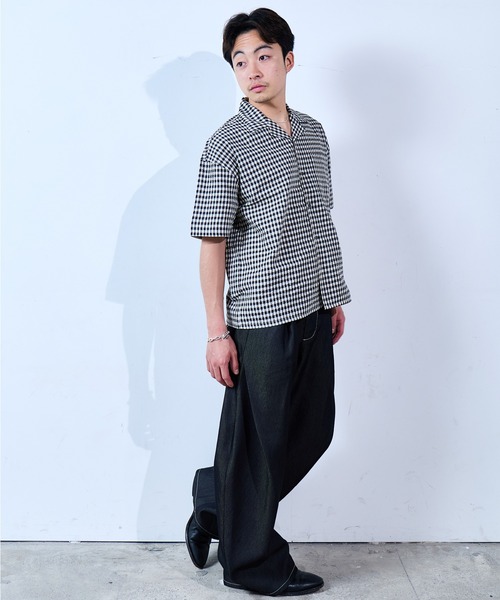 SINSS(シンス)の「Check seersucker shirt / チェックシアサッカーシャツ(シャツ/ブラウス・メンズ・ブラック×ホワイト/ホワイト×ブルー・X-SMALL/SMALL/MEDIUM/LARGE)」の17枚目の写真