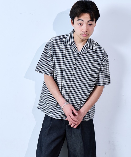 SINSS(シンス)の「Check seersucker shirt / チェックシアサッカーシャツ(シャツ/ブラウス・メンズ・ブラック×ホワイト/ホワイト×ブルー・X-SMALL/SMALL/MEDIUM/LARGE)」の7枚目の写真