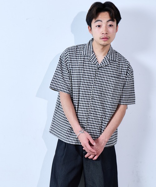 SINSS(シンス)の「Check seersucker shirt / チェックシアサッカーシャツ(シャツ/ブラウス・メンズ・ブラック×ホワイト/ホワイト×ブルー・X-SMALL/SMALL/MEDIUM/LARGE)」の8枚目の写真