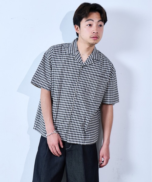 SINSS(シンス)の「Check seersucker shirt / チェックシアサッカーシャツ(シャツ/ブラウス・メンズ・ブラック×ホワイト/ホワイト×ブルー・X-SMALL/SMALL/MEDIUM/LARGE)」の9枚目の写真