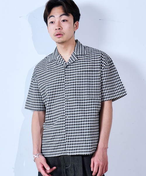 SINSS(シンス)の「Check seersucker shirt / チェックシアサッカーシャツ(シャツ/ブラウス・メンズ・ブラック×ホワイト/ホワイト×ブルー・X-SMALL/SMALL/MEDIUM/LARGE)」の18枚目の写真