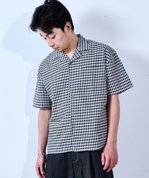 SINSS(シンス)の「Check seersucker shirt / チェックシアサッカーシャツ(シャツ/ブラウス・メンズ・ブラック×ホワイト/ホワイト×ブルー・X-SMALL/SMALL/MEDIUM/LARGE)」の19枚目の写真
