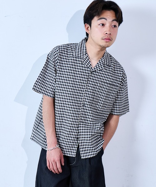 SINSS(シンス)の「Check seersucker shirt / チェックシアサッカーシャツ(シャツ/ブラウス・メンズ・ブラック×ホワイト/ホワイト×ブルー・X-SMALL/SMALL/MEDIUM/LARGE)」の20枚目の写真