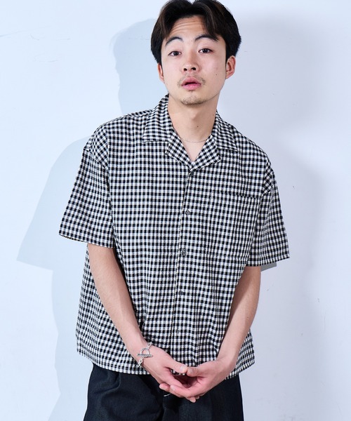 SINSS(シンス)の「Check seersucker shirt / チェックシアサッカーシャツ(シャツ/ブラウス・メンズ・ブラック×ホワイト/ホワイト×ブルー・X-SMALL/SMALL/MEDIUM/LARGE)」の21枚目の写真