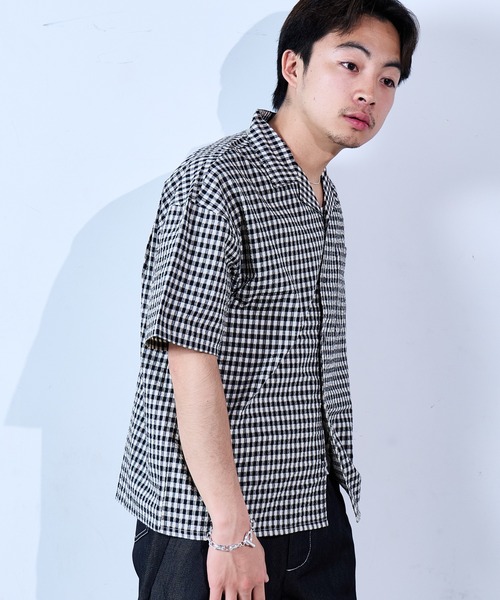 SINSS(シンス)の「Check seersucker shirt / チェックシアサッカーシャツ(シャツ/ブラウス・メンズ・ブラック×ホワイト/ホワイト×ブルー・X-SMALL/SMALL/MEDIUM/LARGE)」の22枚目の写真