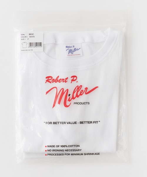 MILLER(ミラー)の「R.P.miller/ミラー PANELRIB C/N TEE パネルリブ クルーネック 半袖Tシャツ 無地 ボーダー 首元リブ パイピング 秋 秋服 2026年秋冬(Tシャツ/カットソー・レディース・ホワイト/ホワイト系/ブラック/ブラック系/グレー/チャコールグレー/オレンジ・FREE)」の8枚目の写真