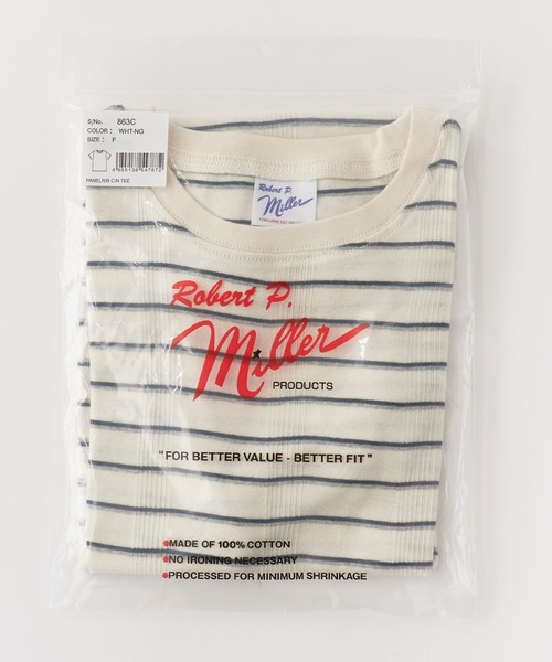 MILLER(ミラー)の「R.P.miller/ミラー PANELRIB C/N TEE パネルリブ クルーネック 半袖Tシャツ 無地 ボーダー 首元リブ パイピング 秋 秋服 2026年秋冬(Tシャツ/カットソー・レディース・ホワイト/ホワイト系/ブラック/ブラック系/グレー/チャコールグレー/オレンジ・FREE)」の9枚目の写真