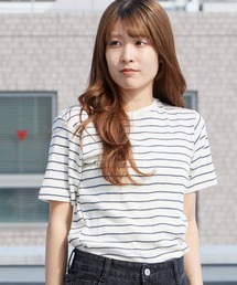 MILLER（ミラー）の「R.P.miller ミラー PANELRIB C N TEE パネルリブ クルーネック 半袖Tシャツ 無地 ボーダー 首元リブ パイピング 2026年 夏 夏服（Tシャツ/カットソー）」
