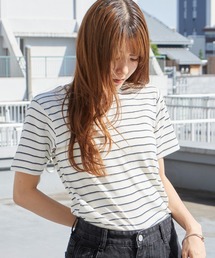 MILLER（ミラー）の「R.P.miller ミラー PANELRIB C N TEE パネルリブ クルーネック 半袖Tシャツ 無地 ボーダー 首元リブ パイピング 2026年 夏 夏服（Tシャツ/カットソー）」