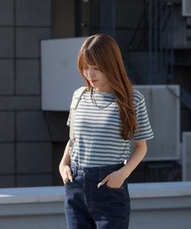 MILLER（ミラー）の「R.P.miller ミラー PANELRIB C N TEE パネルリブ クルーネック 半袖Tシャツ 無地 ボーダー 首元リブ パイピング 2026年 夏 夏服（Tシャツ/カットソー）」