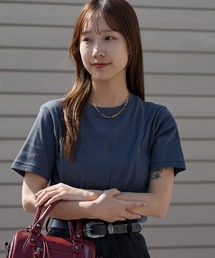 MILLER（ミラー）の「R.P.miller ミラー PANELRIB C N TEE パネルリブ クルーネック 半袖Tシャツ 無地 ボーダー 首元リブ パイピング 2026年 夏 夏服（Tシャツ/カットソー）」