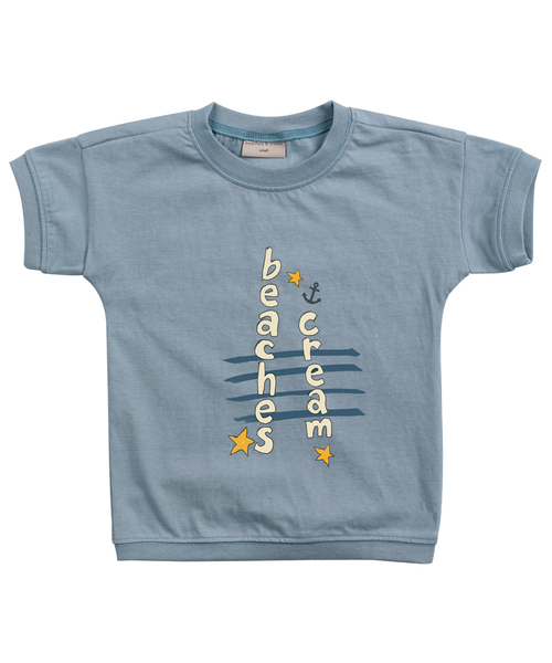 BEACHESAND CREAM KIDS(ビーチスアンドクリームキッズ)の「アンカー レタリング 半袖Tシャツ - アッシュブルー(Tシャツ/カットソー・レディース・ライトブルー・SMALL/MEDIUM/LARGE)」の1枚目の写真