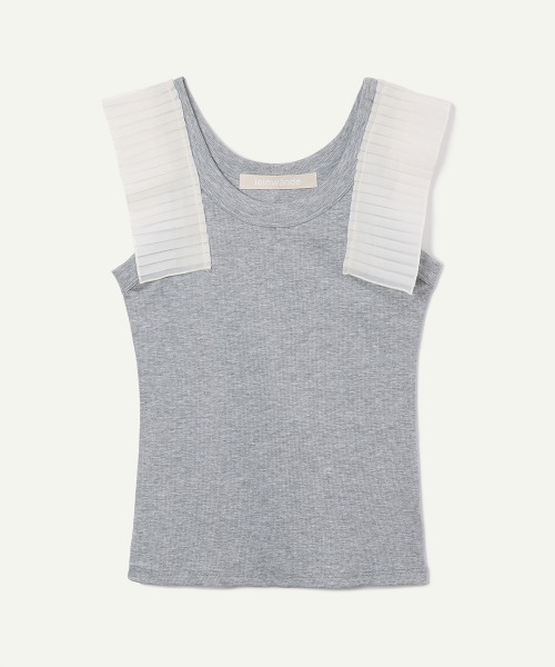 leinwande(ラインヴァンド)の「Pleats Decoration Tank / プリーツデコレーションタンク(タンクトップ・レディース・White/LT.Gray/Black・ONE SIZE)」の1枚目の写真