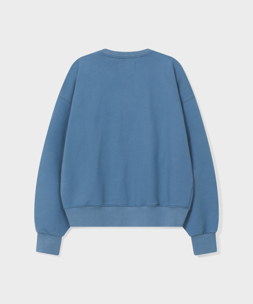 GRUNDEN（グルンデン）の「LEATHER PATCH SWEATSHIRT (VINTAGE BLUE)（スウェット・レディース・その他・OS）」の3枚目の写真