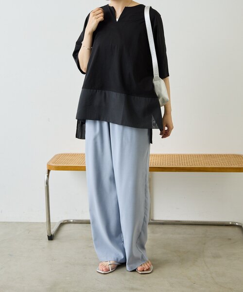 ear PAPILLONNER（イアパピヨネ）の「裾シアーTシャツ26【SUM1 STYLE】（Tシャツ/カットソー・レディース・ホワイト/ブラック/グレー・FREE）」の2枚目の写真