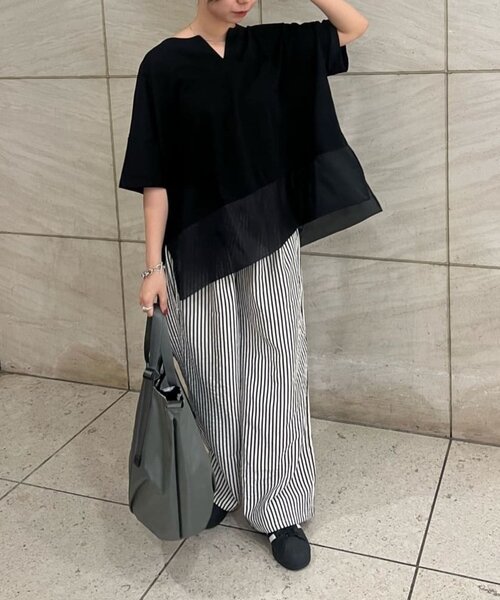 ear PAPILLONNER（イアパピヨネ）の「裾シアーTシャツ26【SUM1 STYLE】（Tシャツ/カットソー・レディース・ホワイト/ブラック/グレー・FREE）」の5枚目の写真