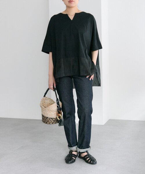 ear PAPILLONNER（イアパピヨネ）の「裾シアーTシャツ26【SUM1 STYLE】（Tシャツ/カットソー・レディース・ホワイト/ブラック/グレー・FREE）」の6枚目の写真