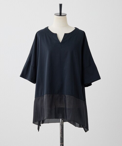 ear PAPILLONNER（イアパピヨネ）の「裾シアーTシャツ26【SUM1 STYLE】（Tシャツ/カットソー・レディース・ホワイト/ブラック/グレー・FREE）」の7枚目の写真