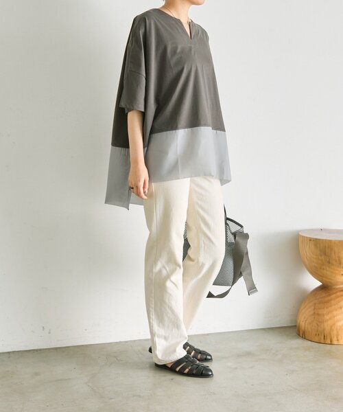 ear PAPILLONNER（イアパピヨネ）の「裾シアーTシャツ26【SUM1 STYLE】（Tシャツ/カットソー・レディース・ホワイト/ブラック/グレー・FREE）」の22枚目の写真