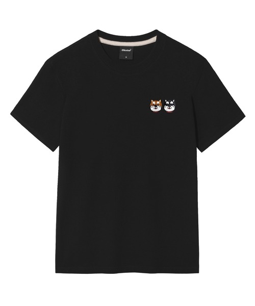 OKSTAR(オクスター)の「シバフレンズ刺繍半袖(Tシャツ/カットソー・レディース・ホワイト/ブラック/グレー/ダークグリーン/ネイビー/ベージュ/ダークブルー/クリーム/ライトグレー/ライトベージュ/ダークグレー/カーキ・SMALL/MEDIUM/LARGE/X-LARGE/2XL/3XL/4XL)」の2枚目の写真