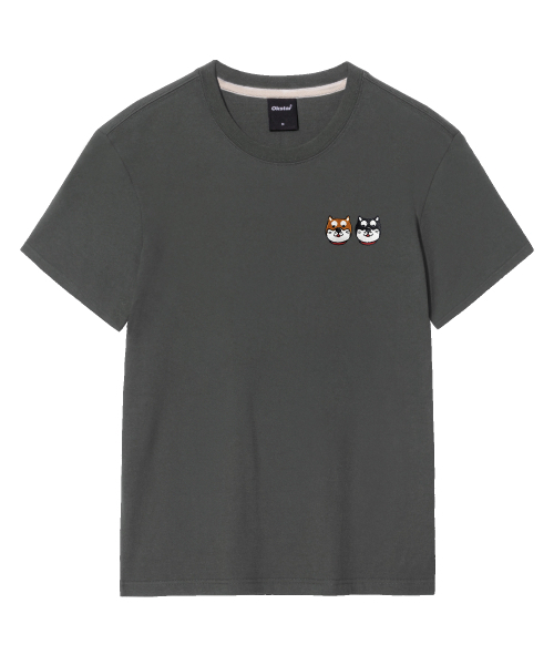 OKSTAR(オクスター)の「シバフレンズ刺繍半袖(Tシャツ/カットソー・レディース・ホワイト/ブラック/グレー/ダークグリーン/ネイビー/ベージュ/ダークブルー/クリーム/ライトグレー/ライトベージュ/ダークグレー/カーキ・SMALL/MEDIUM/LARGE/X-LARGE/2XL/3XL/4XL)」の14枚目の写真