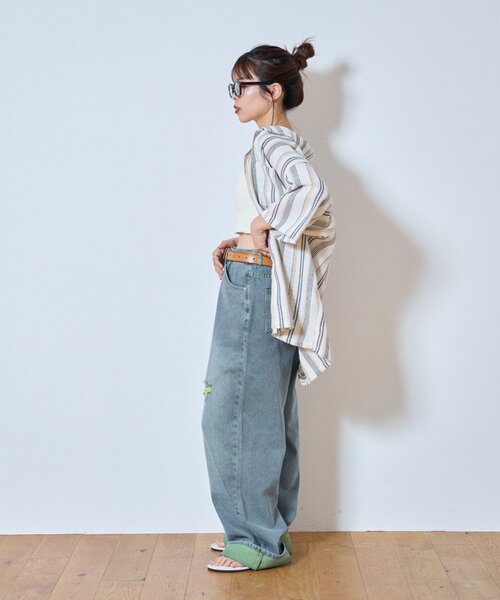 CIAOPANIC TYPY(チャオパニックティピー)の「【ユニセックス】【真夏でも着れる】AMALFIストライプシャツ(シャツ/ブラウス・メンズ・ホワイト/オレンジ/ブラック・MEDIUM/LARGE)」の9枚目の写真