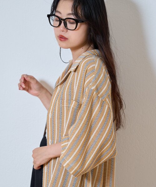 CIAOPANIC TYPY(チャオパニックティピー)の「【ユニセックス】【真夏でも着れる】AMALFIストライプシャツ(シャツ/ブラウス・メンズ・ホワイト/オレンジ/ブラック・MEDIUM/LARGE)」の11枚目の写真