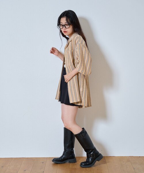 CIAOPANIC TYPY(チャオパニックティピー)の「【ユニセックス】【真夏でも着れる】AMALFIストライプシャツ(シャツ/ブラウス・メンズ・ホワイト/オレンジ/ブラック・MEDIUM/LARGE)」の16枚目の写真