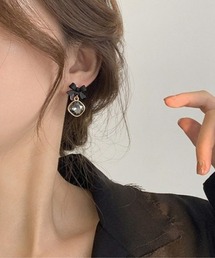 YU-KA:リボン&ビジューイヤリング Ribbon and rhinestone earrings